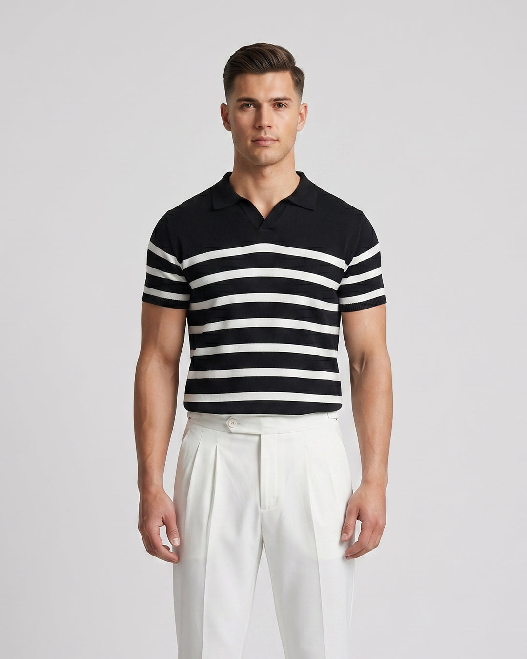 Black Striped Polo T-Shirt