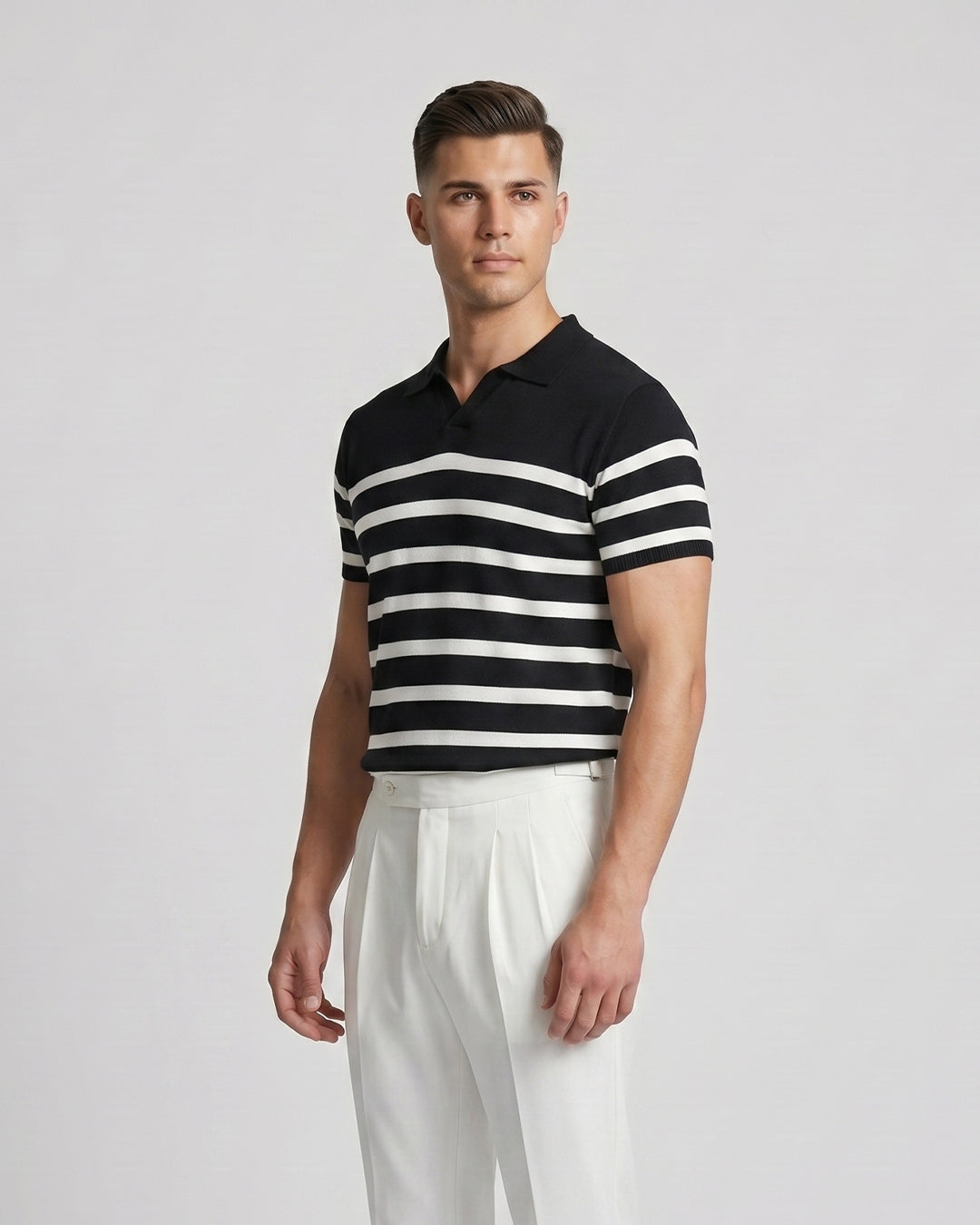 Black Striped Polo T-Shirt