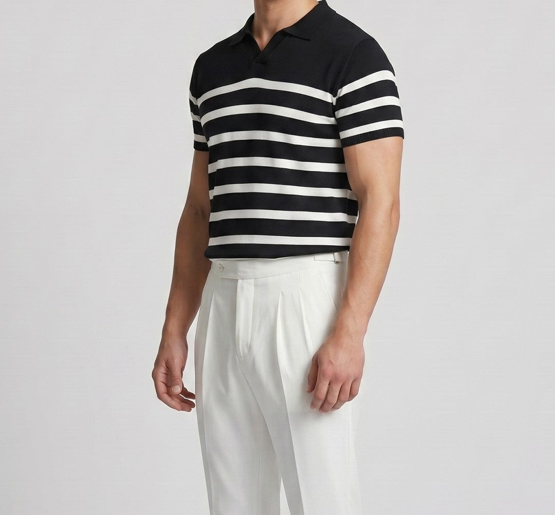 Black Striped Polo T-Shirt