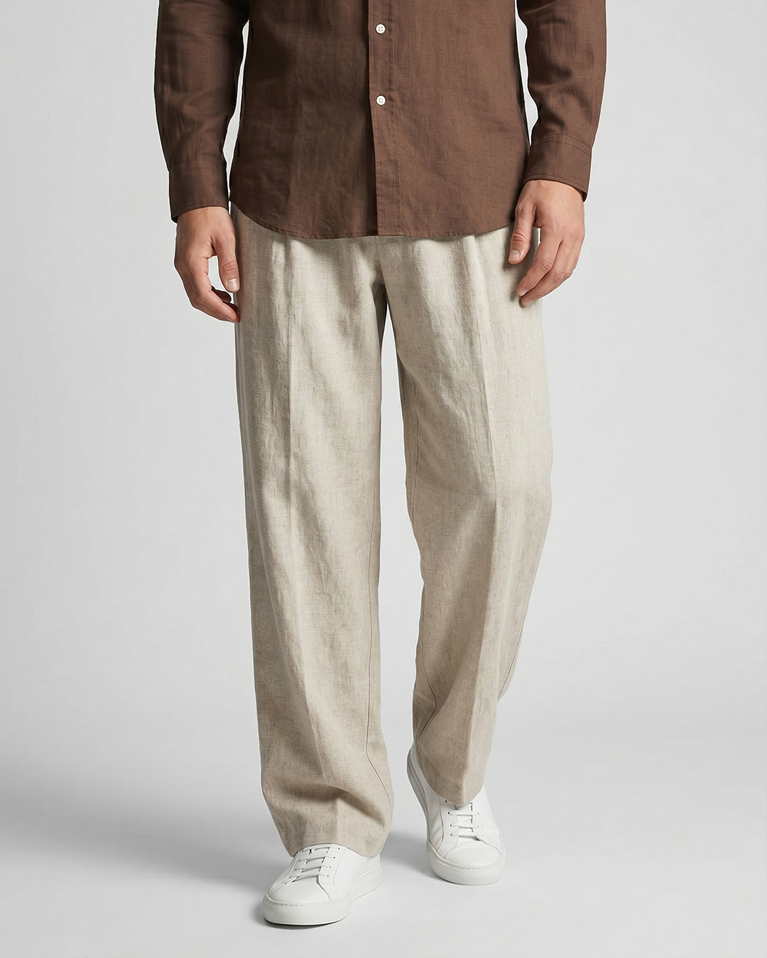 Beige Relaxed Fit Trousers