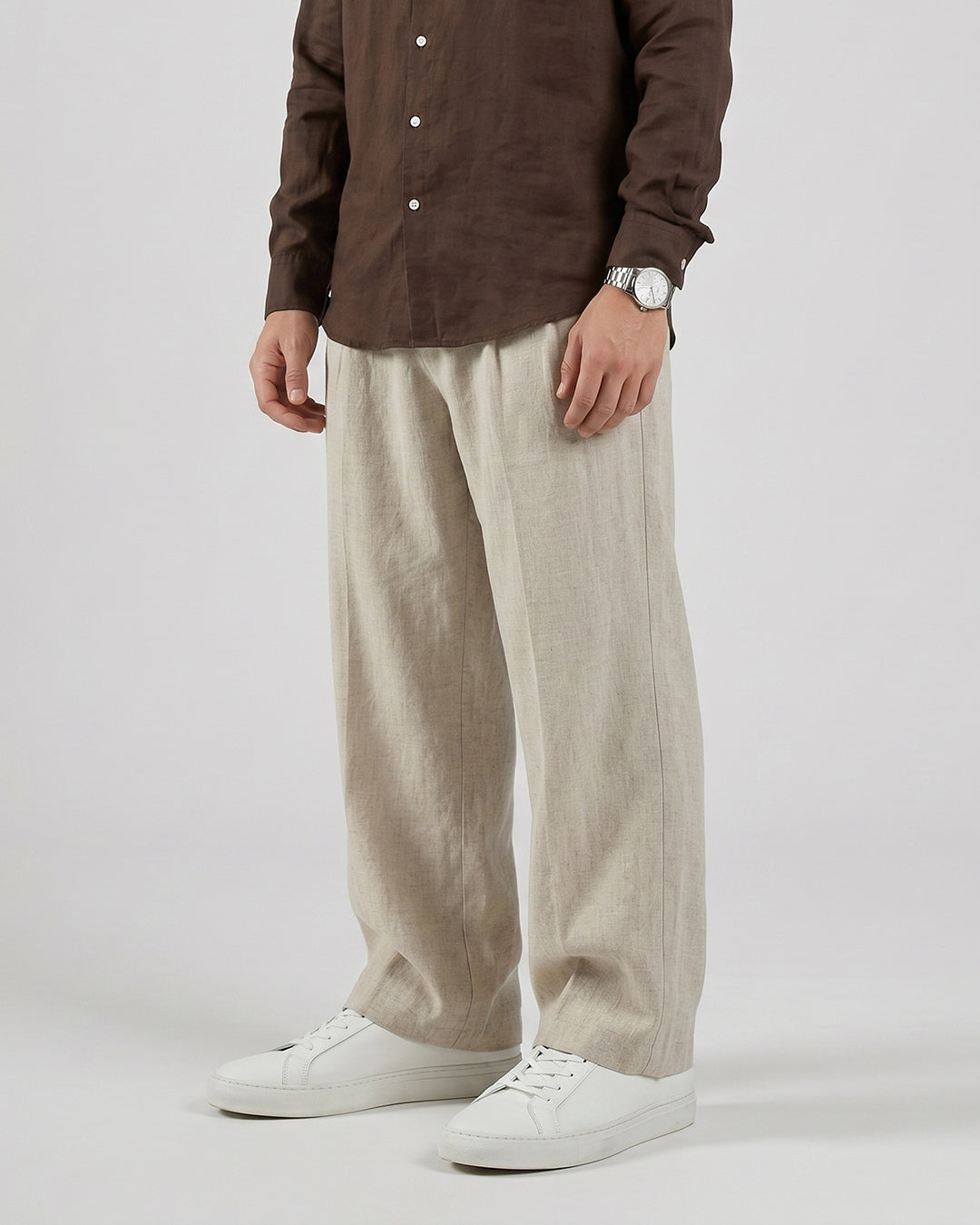 Beige Relaxed Fit Trousers